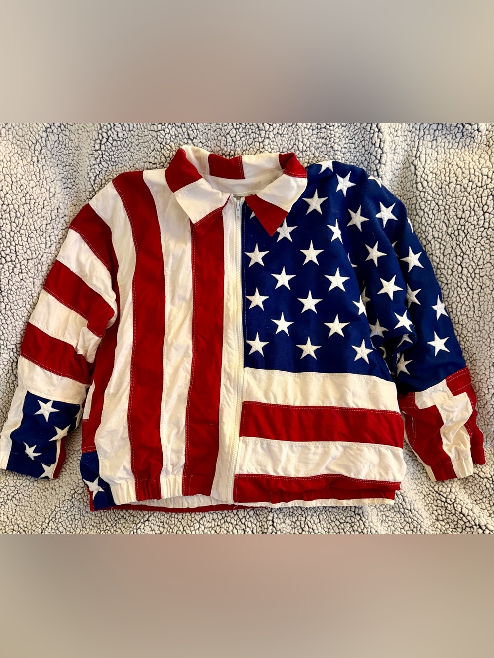 Vintage 1993 Ujena Bikini Team Flag Varsity Jacket - Red, White & Blue